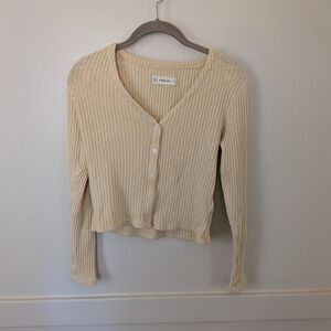 Everlane Cream Ribbed Cardigan